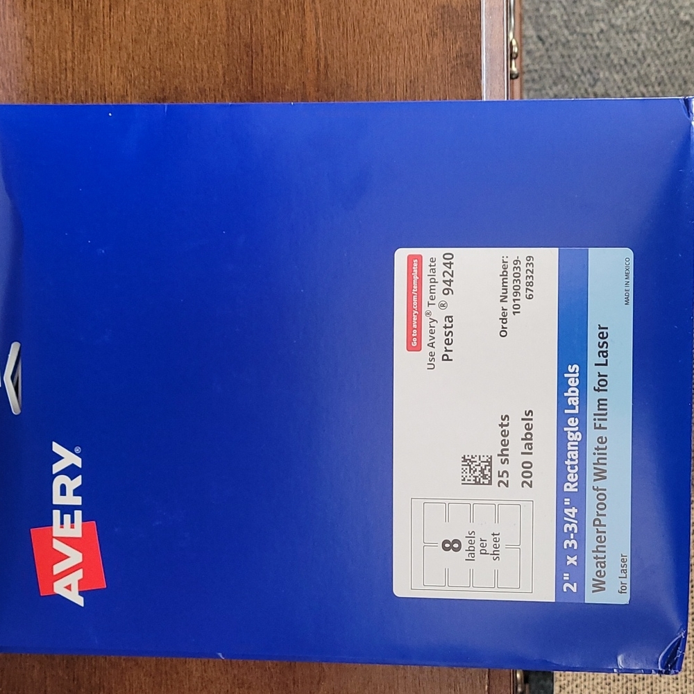 Avery weatherproof/waterproof  labels rectangle